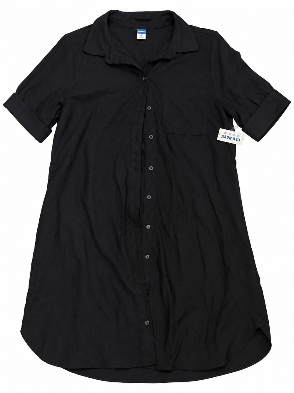 Old Navy Black Button-Front Mini Shirt Dress